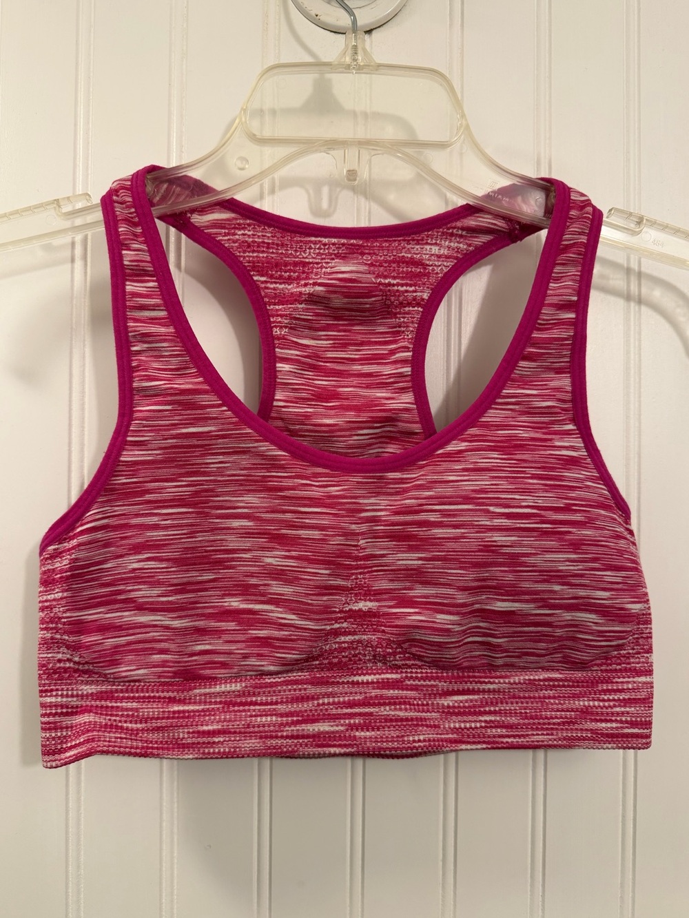 hot pink & white sports bra